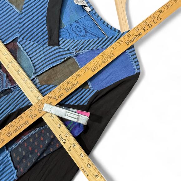 Parsley & Sage Tunic Dress M Patchwork Colorful Artsy Boho Lagenlook Blue Black - Picture 6 of 6